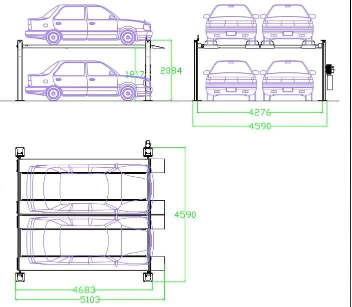 Hot Sale Triple Level Car Parking Lift Four Post Garage Equipment