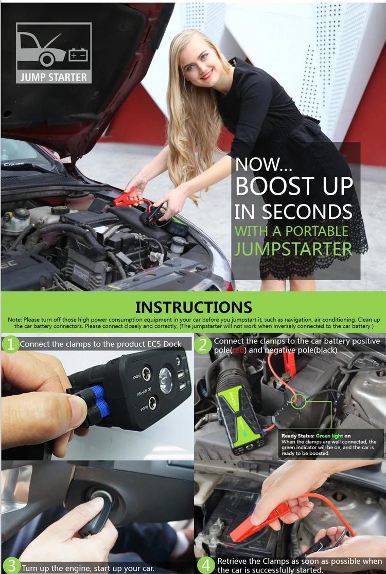 Rechargeable Power Bank Jump Starter with Ce/FCC/RoHS Certificate
