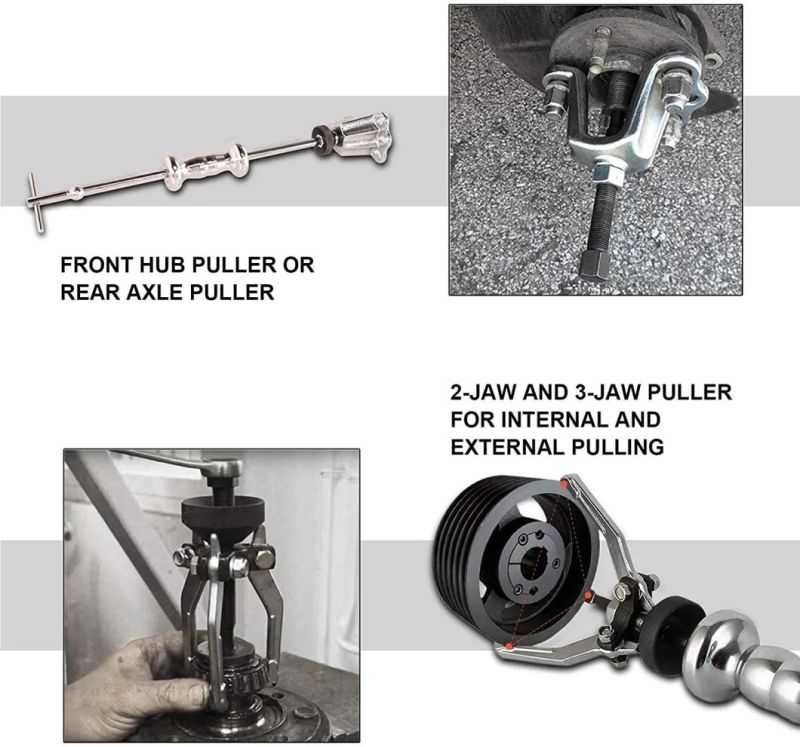 Viktec 9-Way Slide Hammer Puller Set, Front Wheel Hub Bearing Remover & Rear Wheel Axle Hub Dent Shaft Puller Tool Kit