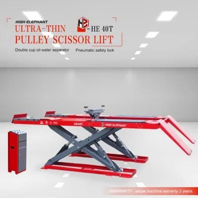 24V Safety Electronic Control Hydraulic Slim Pulley Scissor Lift for 3D Wheel Alignment