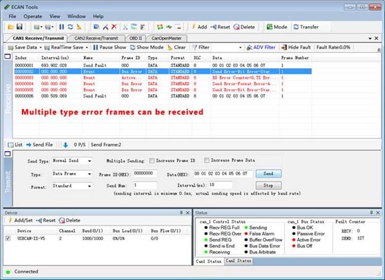 Gcan Can Bus Module 8 Channels Baud Rate 5kbps-1Mbps Analyzer