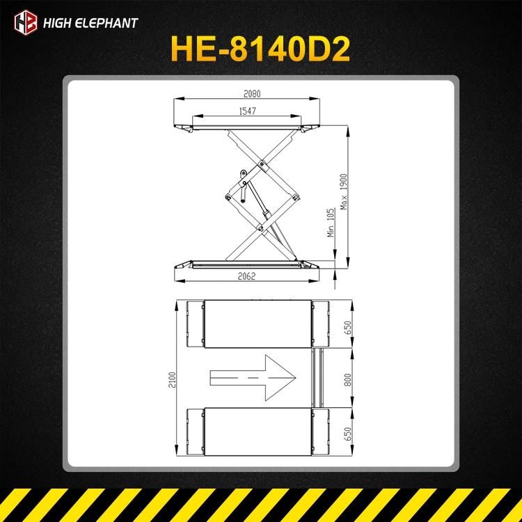 Low-Profile Structure on-Ground Installation Scissor Car Lift for Sale