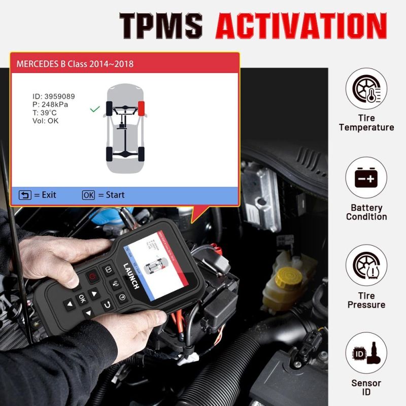 Launch CRT5011e TPMS Tire Activation Diagnostic Tool 315MHz 433MHz Sensor Activation Programing Learning Reading OBD2 Scanner