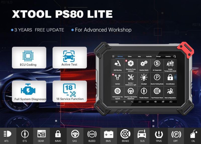 Xtool PS80 Lite OBD2 Car Diagnostic Tool Action Test + ECU Coding Key Programmer Automotive Scan OBD2 Code Reader Pk Mk808bt Mk808