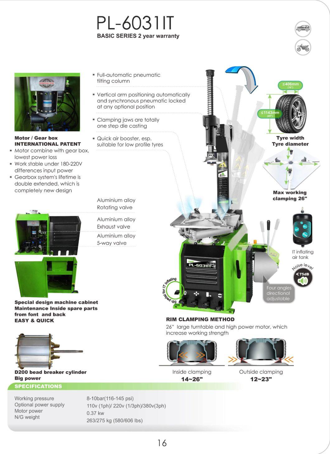 Puli New Full Automatic Tilting Tyre Changer CE Price Pl-6031it Auto Maintenance Repair Equipment on Sale