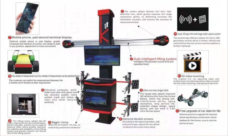 Using Dynamic Machine Vision Algorithm Technology Good Quality Multifunction Wheel Alignment Machine Price