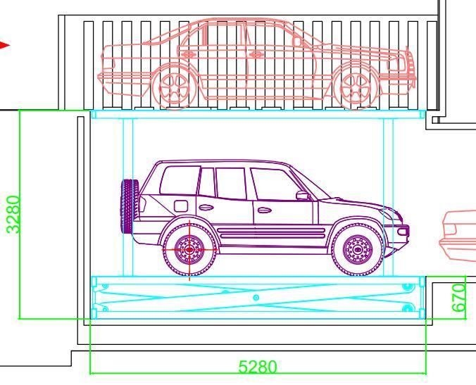 2 Cars Stacker Car Vehicle Parking Platform Lift