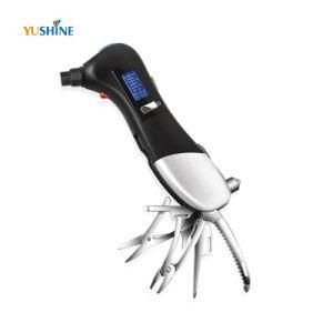 9 in 1 Multi-Functional Tire Pressure Gauge with Knife Screwdriver Scissor Plier