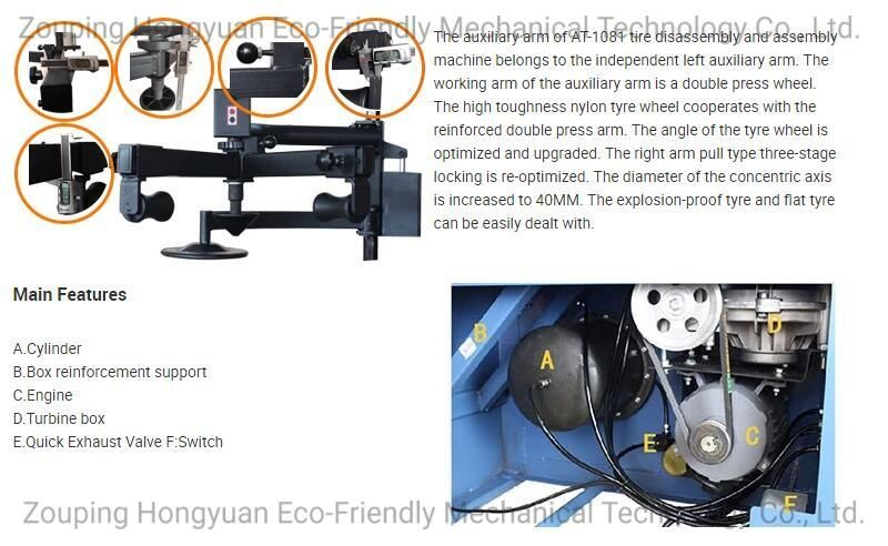 Tyre Changer with Semi-Automatic Lateral Swinging Arm and Left Helper