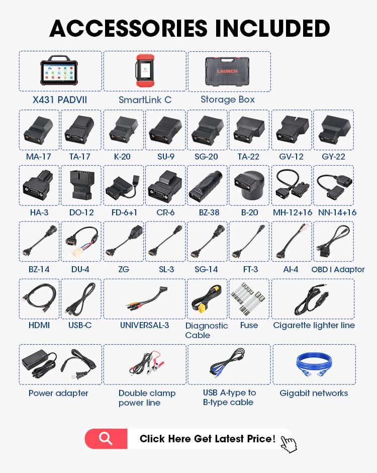 Launch X431 Pad VII 7 X-431 PRO X 431 Vll 5 V V6 Clon Free Update 2 Years IMMO Tester Sensor Box for Auto Diagnostic Scan Tool