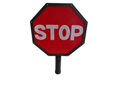 Plastic Safe-T-Paddle Traffic Safety Signs with Stop Text on Red Base