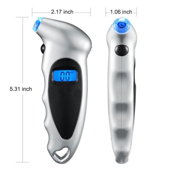 Digital Tire Pressure Gauge for Car Truck Bicycle with Backlit LCD and Non-Slip Grip