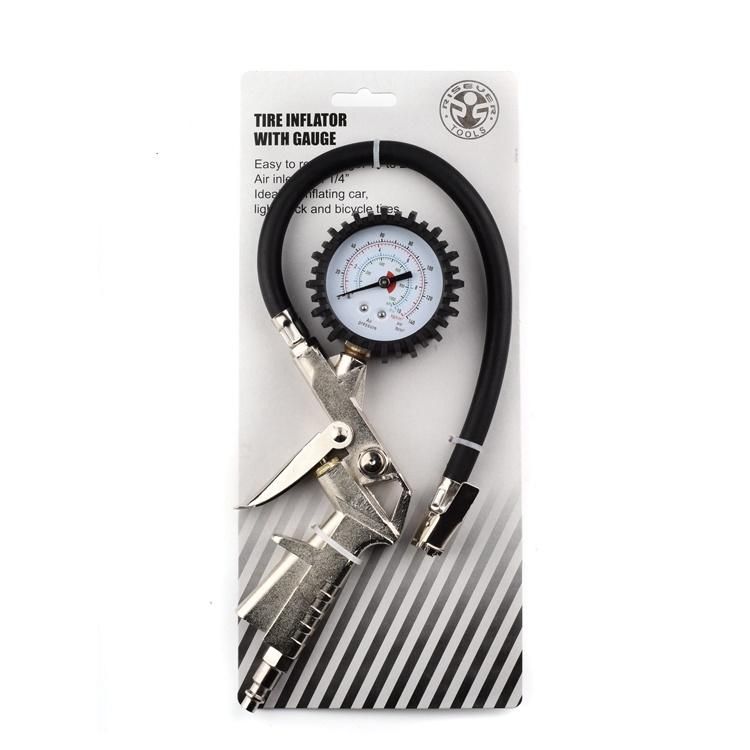 0-16bar Tire Air Pressure Inflator Gauge Custom Hose, Logo, Chrome Plate