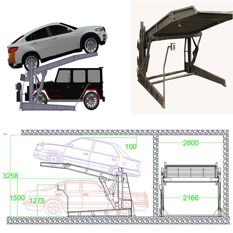 Double Layers 2 Column Hydraulic Tilting Parking Lift with CE