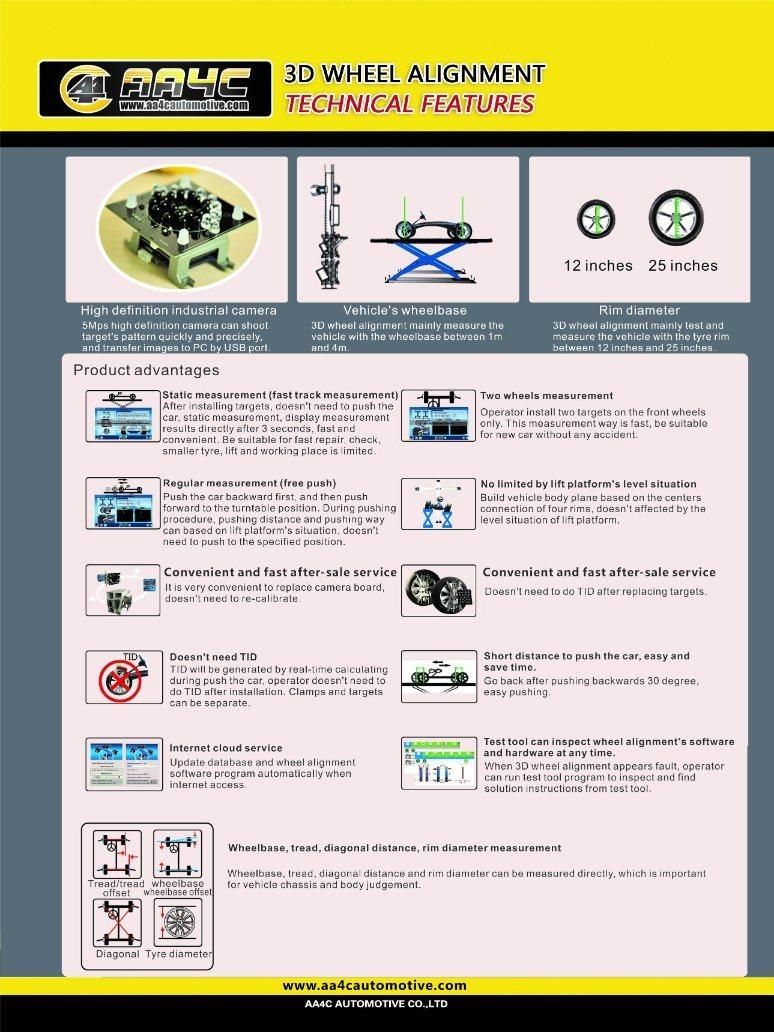 AA4c Camera Beammanuallymove+2monitors 3D Wheel Alignment Equipment (AA-DT111CT)