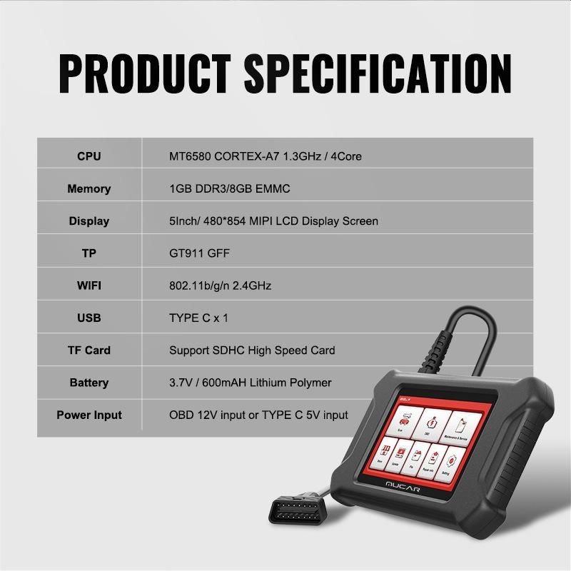 Mucar CS2 Professional Auto OBD2 Scanner Abssrs System Lifetime Free Update Oilepb Reset Service All Car Brand Diagnostic Tool