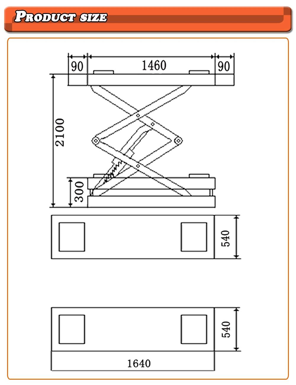 New in Ground Scissor Lift for Car 3500kg Hydraulic Car Lift