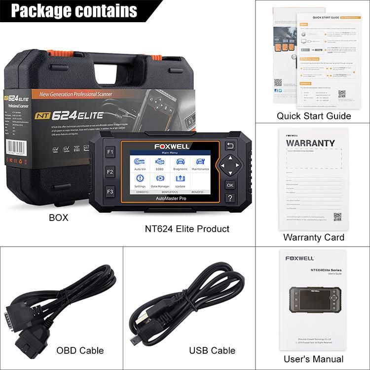 Foxwell Nt624 Elite OBD2 Eobd Automotive Scanner Full System Diagnosis ABS SRS Sas Transmission Code Reader Epb Oil Reset Obdii OBD 2 Car Diagnostic Tool