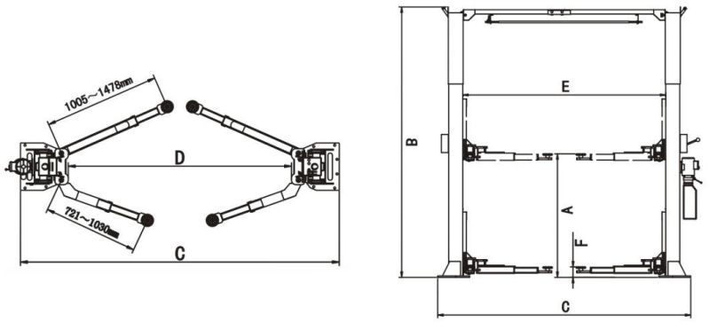 High Quality 2 Post Lift Car Diagnostic Repair Car Lift (211SAC)