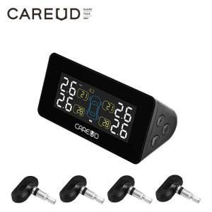 Careud Solar LCD Display Tire Pressure Monitor System Tire Pressure Tester Monitoring Wireless Built-in TPMS