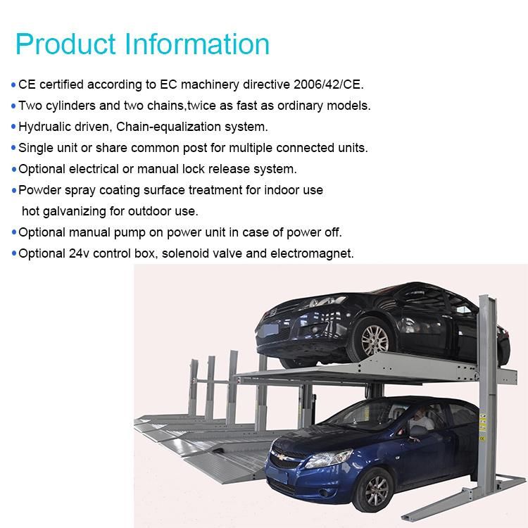 Two Level Shared Column Hydraulic Car Parking Hoist with CE