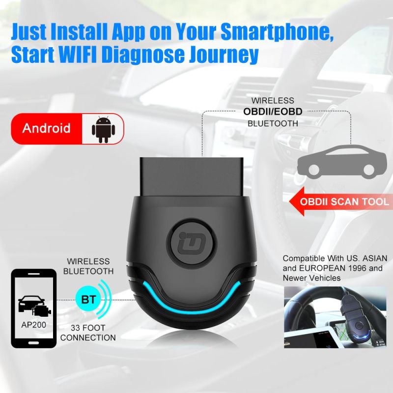 Idutex PU-600 Bluetooth Adapter Code Reader OBD2 Scanner Andriod Auto Diagnostic Tool Oil Reset Service Instead of Easydiag