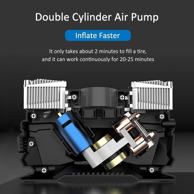 Hf-858 Portable 12V Air Compressor Car Tyre Inflator Heavy Duty Pump