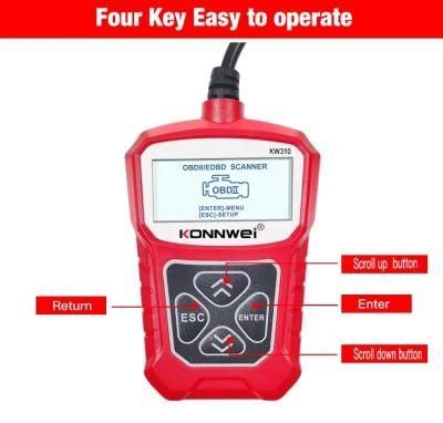 Konnwei Kw310 OBD2 Scanner Full Functions 10 Modes Diagnostic Tools for 12V Car Tester