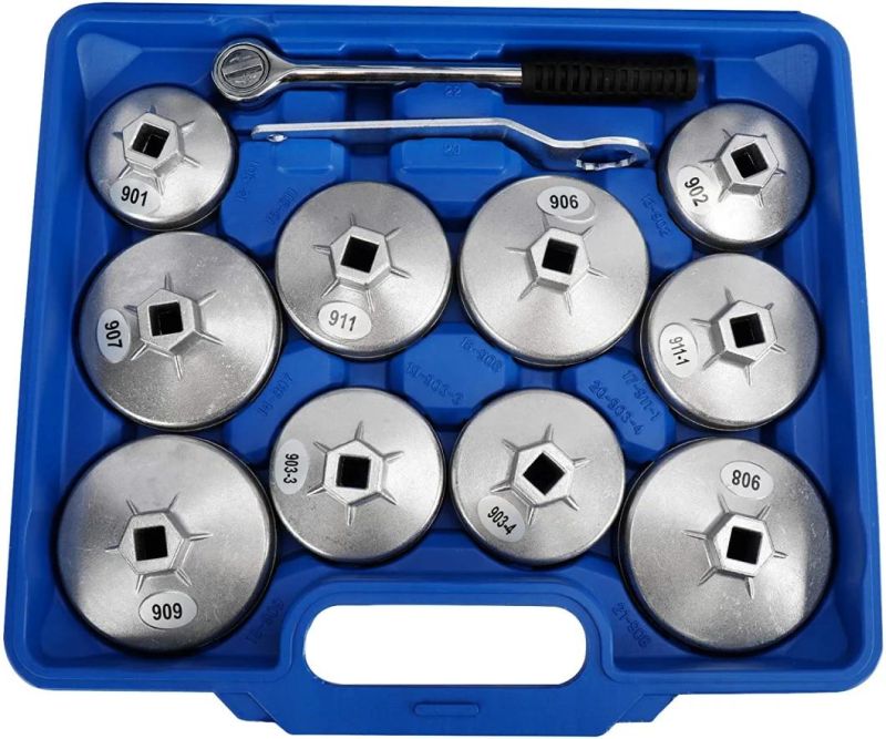 23PCS Aluminum Alloy Cup Type Oil Filter Cap Wrench Socket Removal Tool Set with 1/2" Dr.