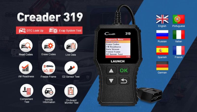 Launch X431 Creader 319 Cr319 Auto Code Reader Full Obdii Eobd Automotive Diagnostic Tool OBD2 Scanner Launch Cr3001