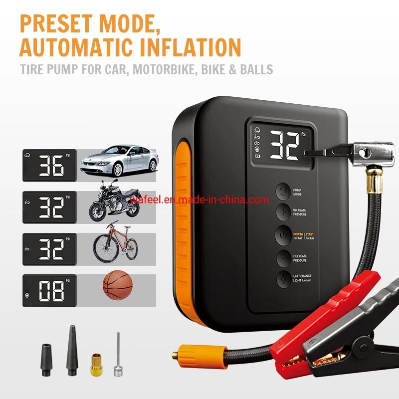 4 in 1 Multi-Functional 12V Car Jump Starter 8800mAh with Air Compressor