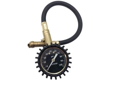 High Definition 2&prime;&prime; Dial Tire Air Pressure Gauge with a Reinforced Braided Rubber Hose and Rubber Boot