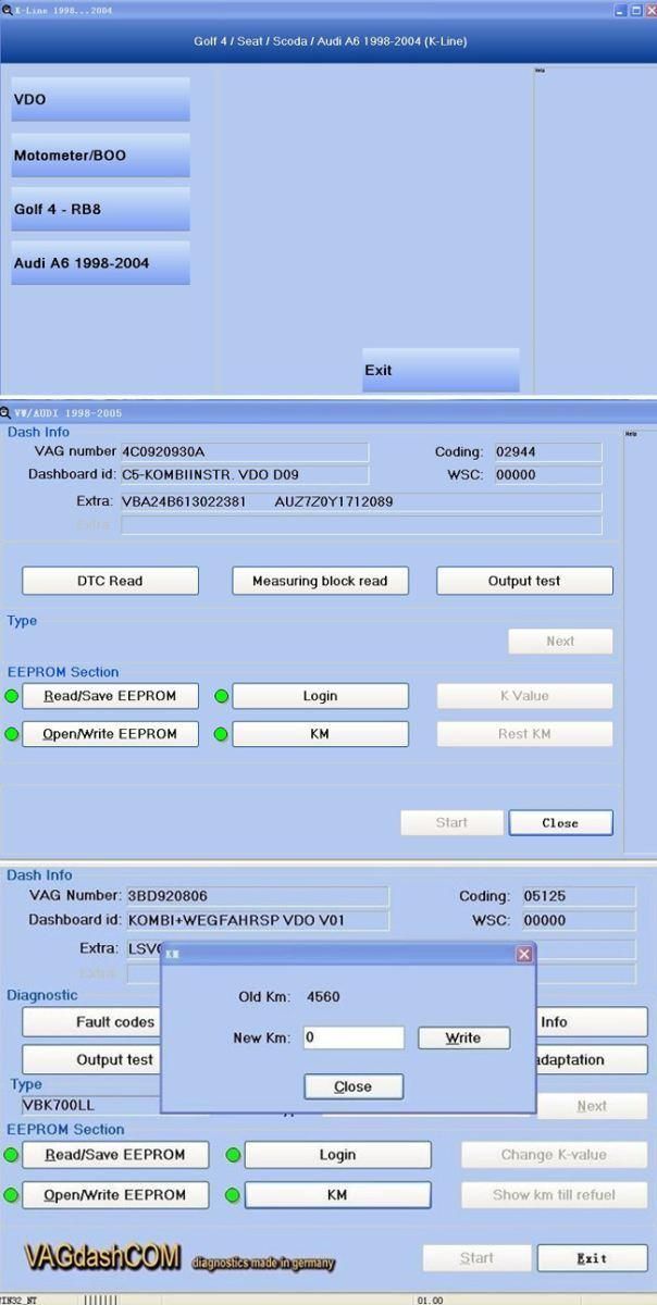 VAG Dash Can V5.29 Recalibrate or Correct The Odometer Read out The Login Skc