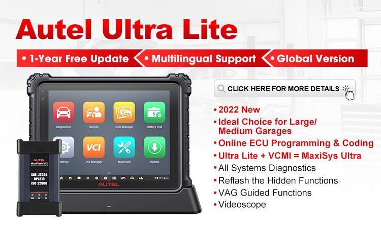 2022 New Autel Maxisys Ultra Lite Automotive Car Diagnostic Tool with Maxiflash Vci No IP Limitation Upgrade of Ms909/ Elite II