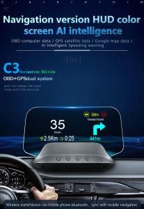 on-Board Car Electronics Hud Display OBD2+GPS+Navigation Head up Display C3 Smart Gauge