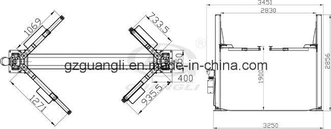 Professional Factory Supply Ce Approved 3.2 Ton Double Hydraulic Cylinders 2 Post Car Lift