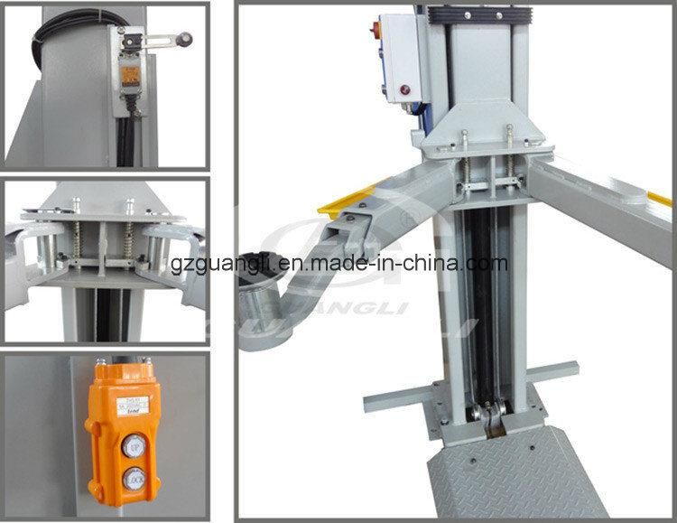 Automobile Service Station Tools Guangli Manufacturer Hydraulic Two Post Car Lift with Floor Plate