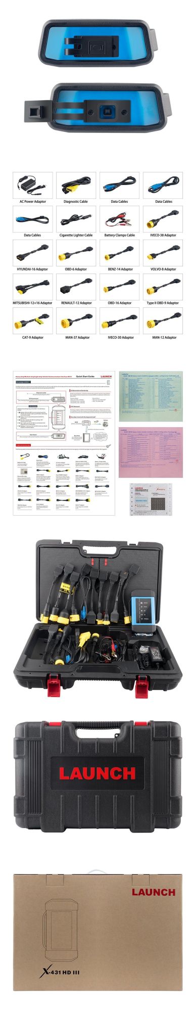 Launch X431 HD III Heavy Duty V3.0 Truck Diagnostic Module Supports X431 V+/X431 PRO3/Padii with Free Update Online