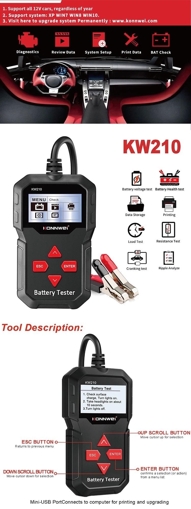 Konnwei 2.4 Inch Battery Test Tool Analyzer for All 12V Cars with Data Print Function