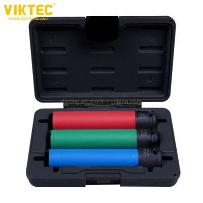 Viktec 3PC 1/2 Drive 17mm 19mm 21mm Alloy Wheel Nut Socket Set Extra Long (VT18164)