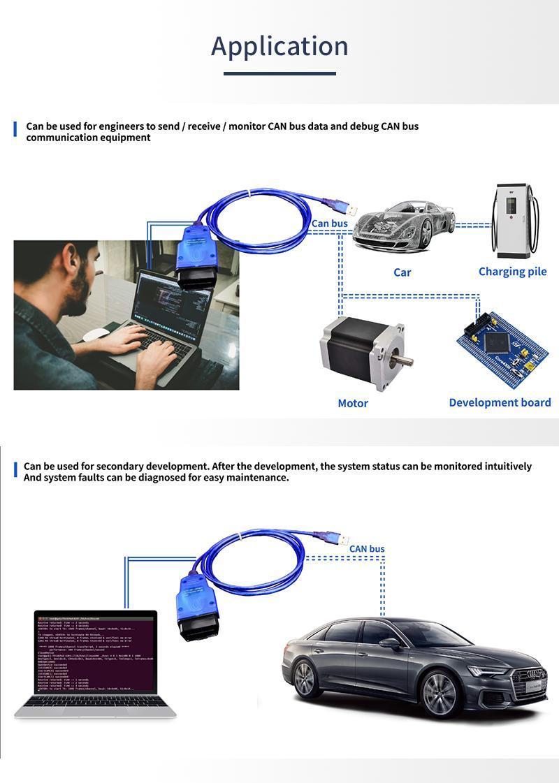 Electric Vehicle Debugging and Diagnosis System OBD2 Can Bus Analyzer