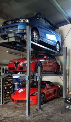 Hydraulic Vertical Four Post Triple Vehicle Stacker Parking Lift