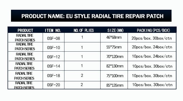Professional High Performance Raidal Tire Repair Cold Rubber Patch