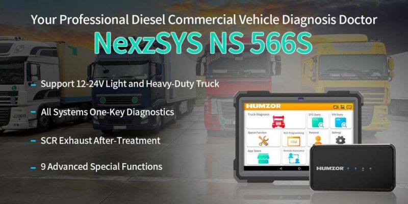 Humzor Ns566s 24V Heavy Duty Truck Scanner Commercial Vehicles Diesel Diagnostic Tool OBD Code Reader