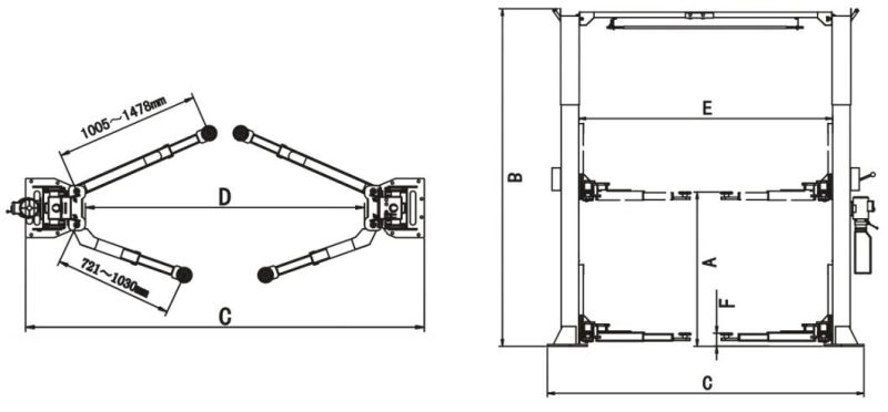 High Precision 2 Post Lifting Equipment with 5000kgs (211SAC)