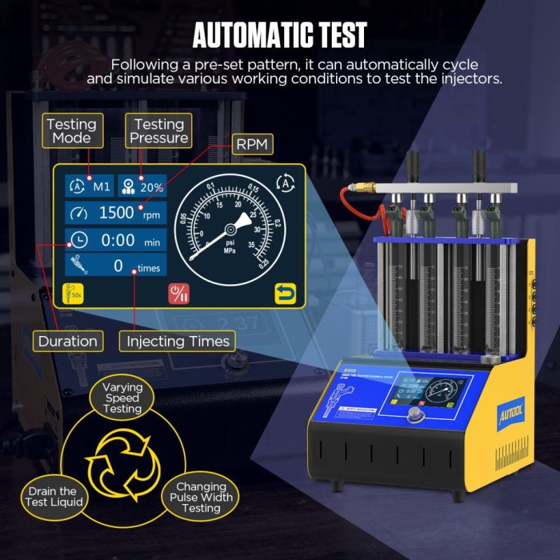 Autool CT180 Intelligent Upgrade Fuel Injector Tester Cleaning Machine Injector Ultrasonic Cleaner 4-Cylinders 110V 220V for Gdi