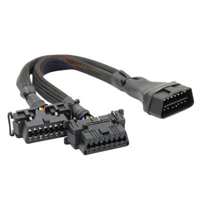 Braided Cable Obdii-16pin Male to Female Y Cable