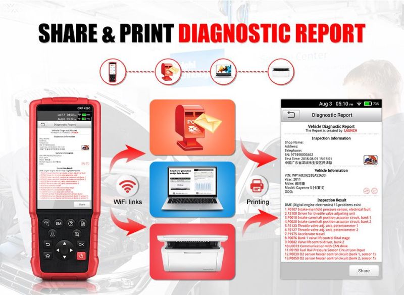 Launch Crp429c Bluetooth WiFi Auto Scanner OBD II Pk Crp123