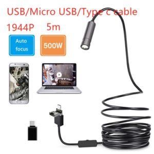 5.0MP Auto Focus Camera Endoscope 14.5mm Lens Multifunctional Inspection Camera USB/ Micro USB/ Type C Borescope IP67 Waterproof