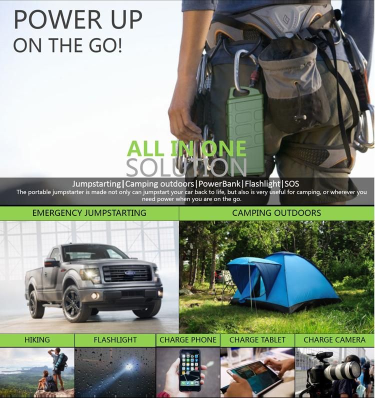 10000mAh 600AMP Jump Starter Portable Mini Power Bank for Vehicles Mobile Phones